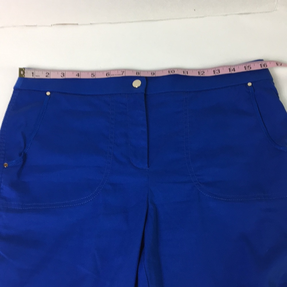 Chicos Pants womens Blue crop stretch band zip up Cargo Pockets Size 8 (1) Cuffs - Picture 7 of 12
